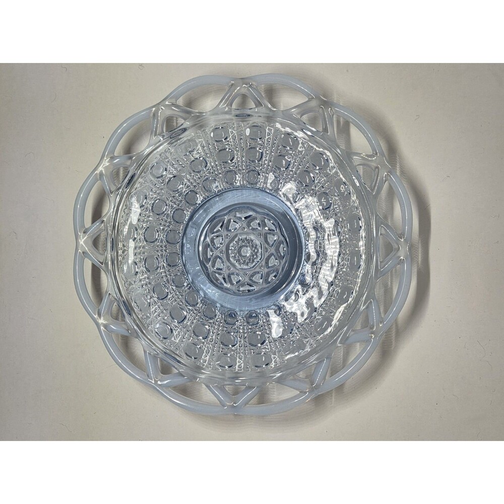 Vintage Elegant Imperial Glass Katy Blue Opalescent Lace Edge Plate 7 1/2 in